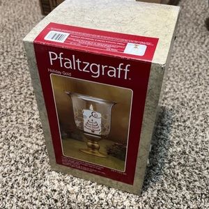 Pfaltzgraff Holiday Gold Footed Hurricane Candle Holder